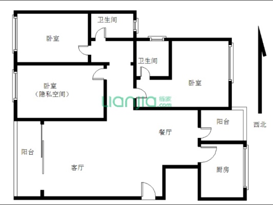 西向三房 位置安静 格局舒适 生活便利 直接拎包入住的