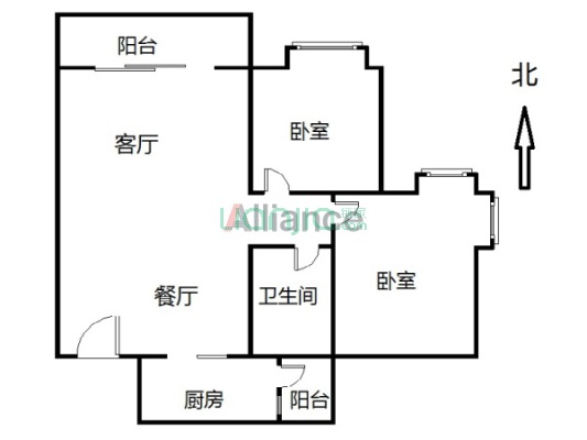 大信君汇湾 2室2厅 北