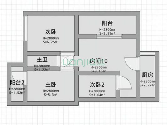 五洲大厦 3室1厅 南