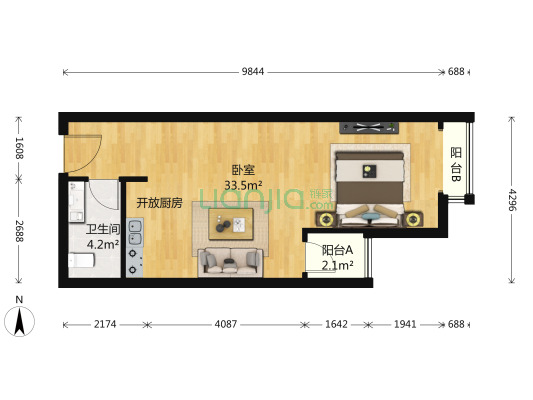 望京 双地铁交汇  高楼层 朝东向 满五唯一 小户型