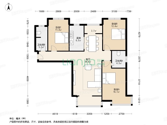 盛世春天南区 3室2厅 南 北