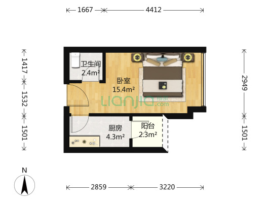 御锦公馆 1室0厅 东