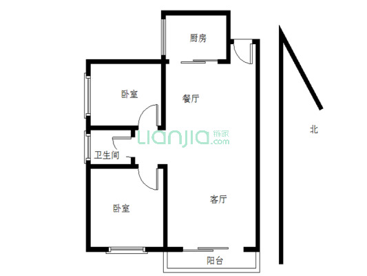 嘉盛电梯经*典2房全明户型，原格局中装