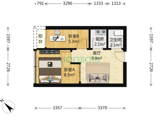 此房为优质小两房 精装修 近地铁 业主诚心卖。