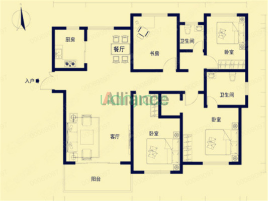 阳光凡尔赛宫B2区 4室1厅 南 北