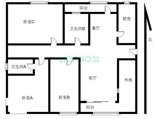 天鹅湖花园A区 4室2厅 南