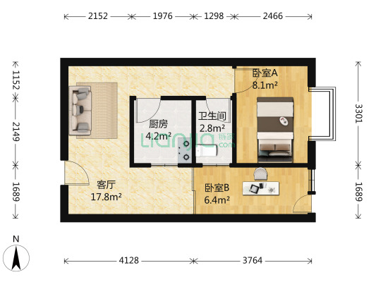 未来城 1室1厅 南