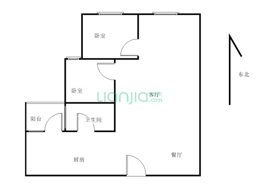 中央财津 2室1厅 西南