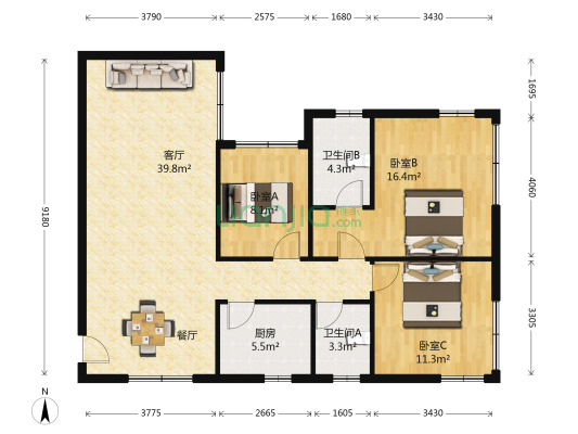 全新装修  南城公园旁 位置好