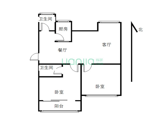 江南青年城蓝水苑 2室2厅 南 北