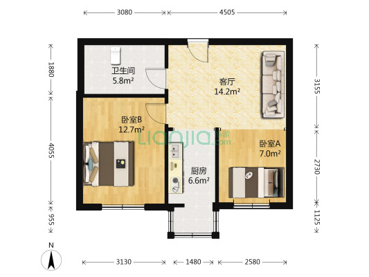 博信双E港 2室1厅 南