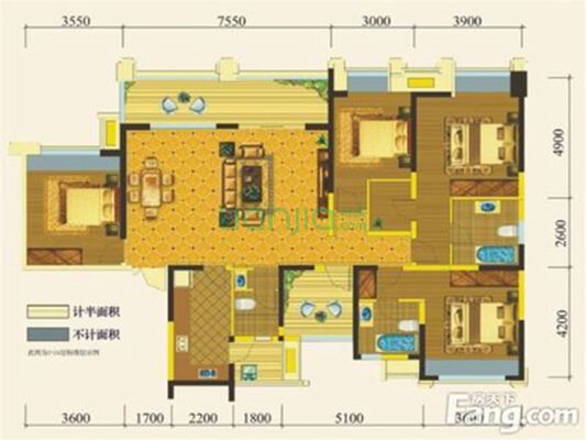 本房为套五，视野开阔，客厅带阳台，客厅横厅设计。