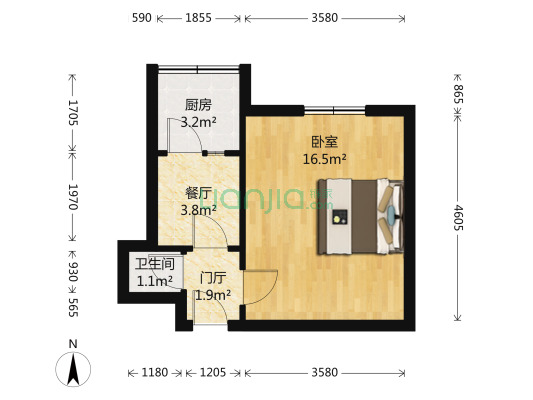 和平街十一区 1室1厅 北