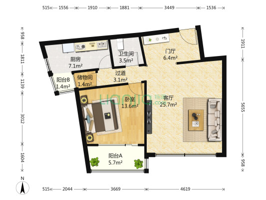 知春路 锦秋家园 南向板楼一居 2017年新装修