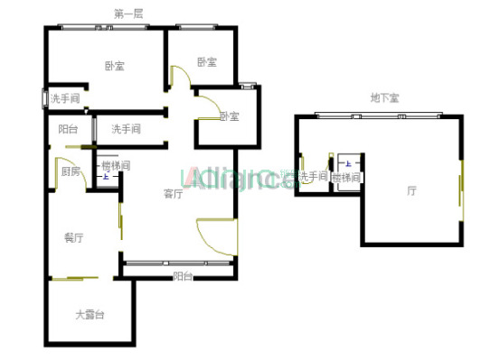 洋房二楼    带露台地下室   单边位南北  采光好