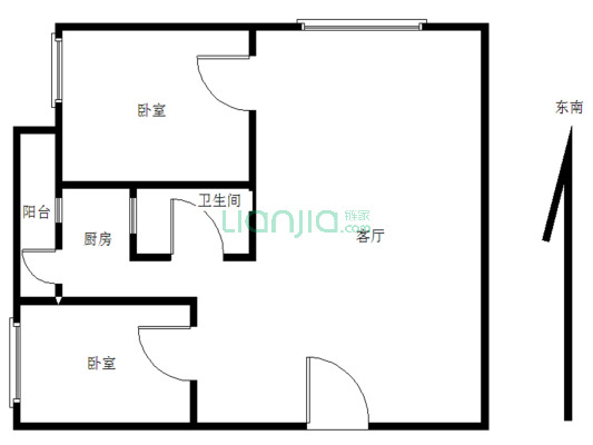 方中元美广场 2室1厅 东南