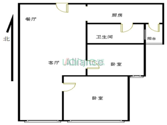 财津精装2房户型格局方正，全新家私家电