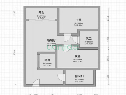 通用时代国际社区 3室1厅 南 北